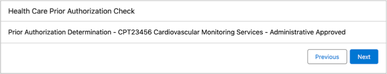 Prior Authorization Check output for the entered service code.