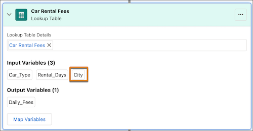 Grouped decision matrix selected in the lookup table step, which shows the matrix's group key as an input variable