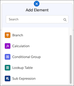 add elements in the expression set builder canvas