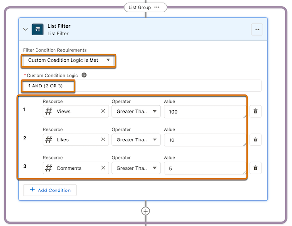 List filter's custom logic