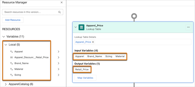 Lookup table variables showing in Resource Manager under local resources.
