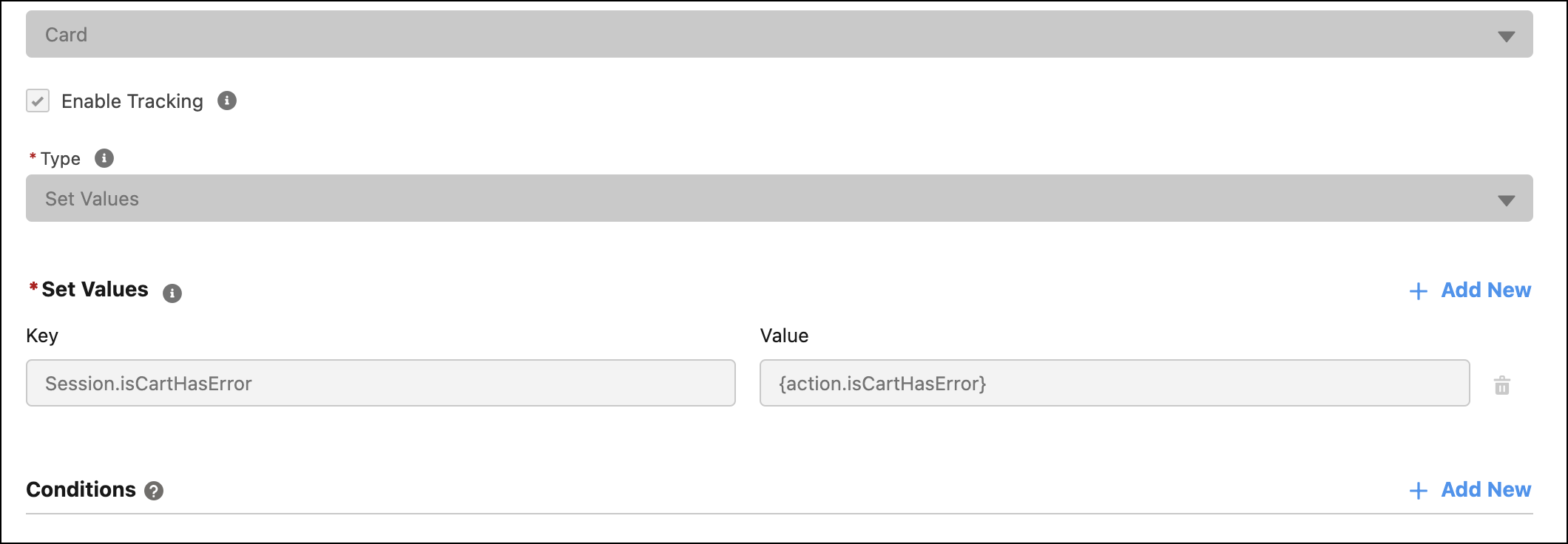 Add session value in Key field