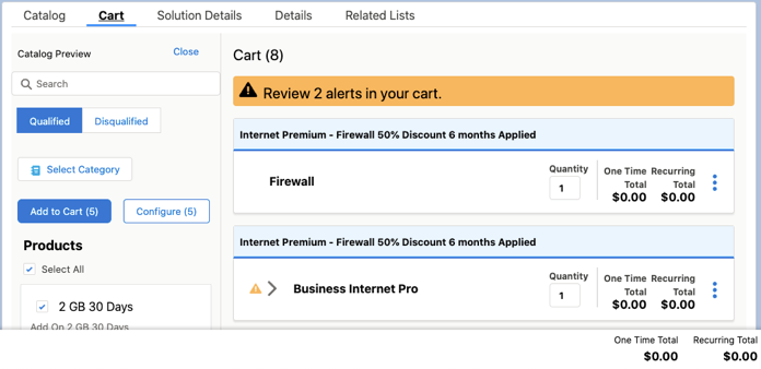 Add products to the cart