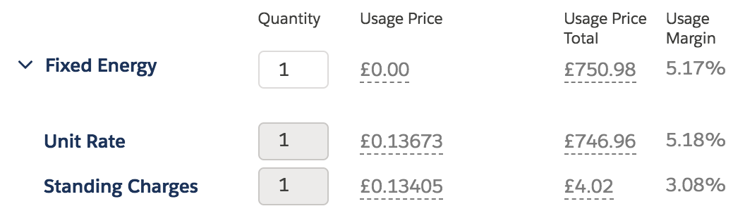 Expand arrow for a product bundle in the Cart with an energy product example