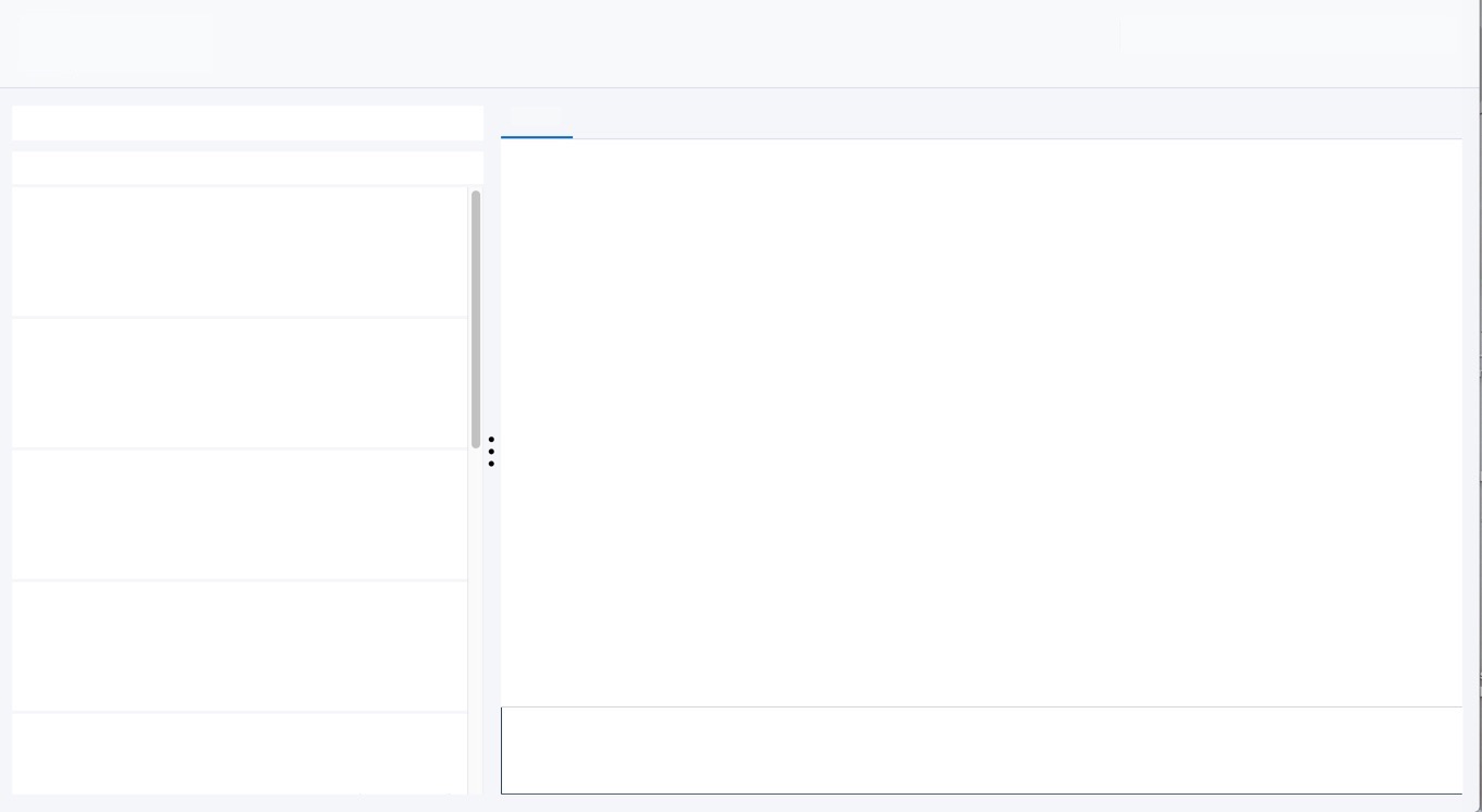 This layout or template structures the cart. It has a left pane with a scroll bar and a right pane with a tab. Between the panes is a control for hiding the left pane.