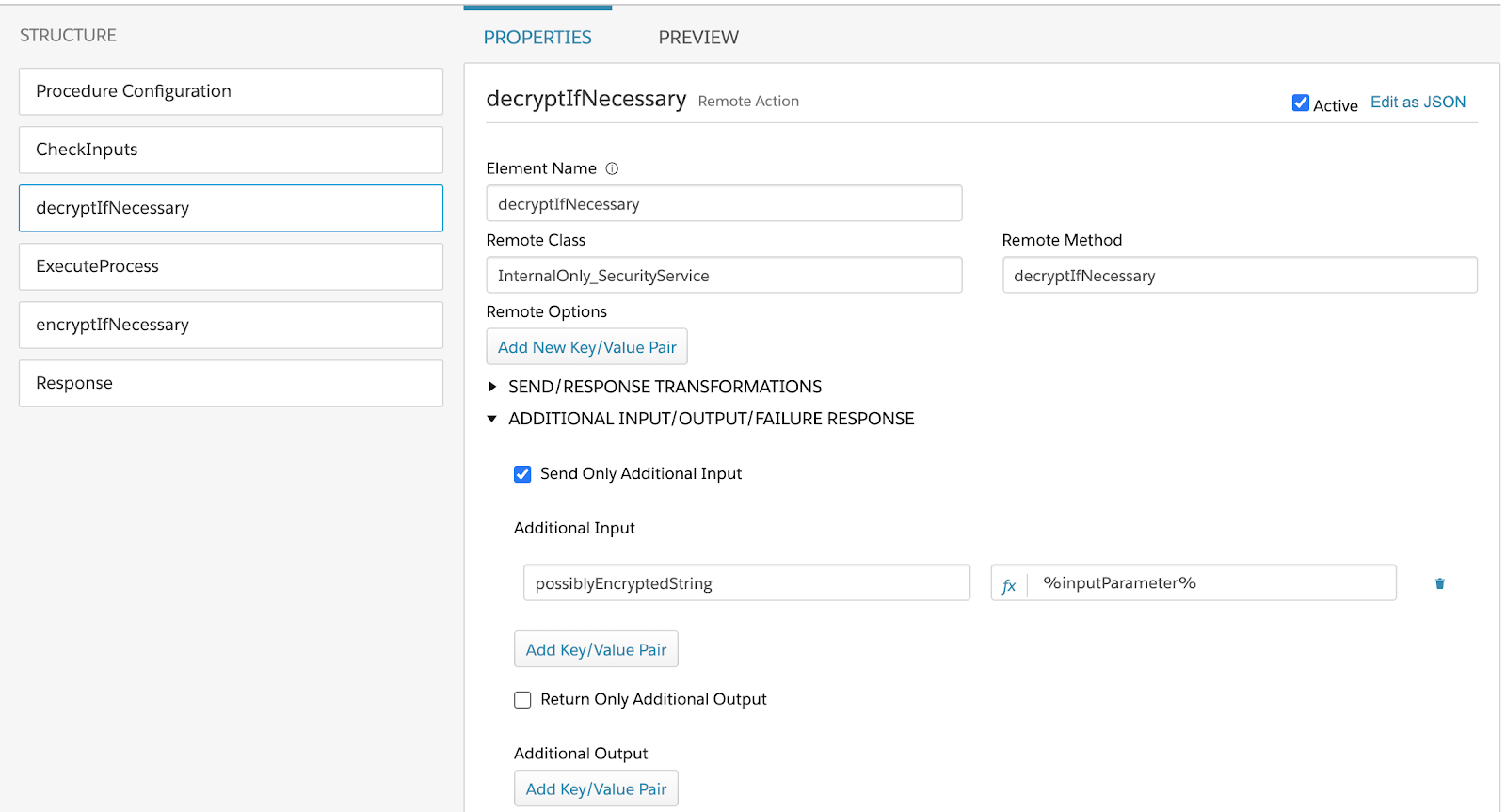 Integration procedure that uses the decryptIfNecessary method