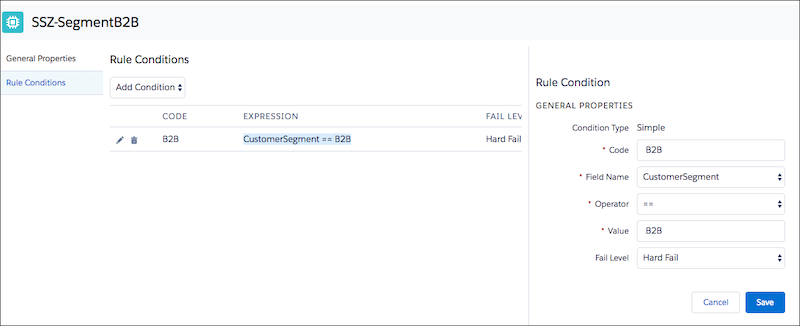 Rule condition for a penalty rule