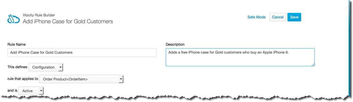 Example rule for adding an iPhone case to an iPhone purchase.