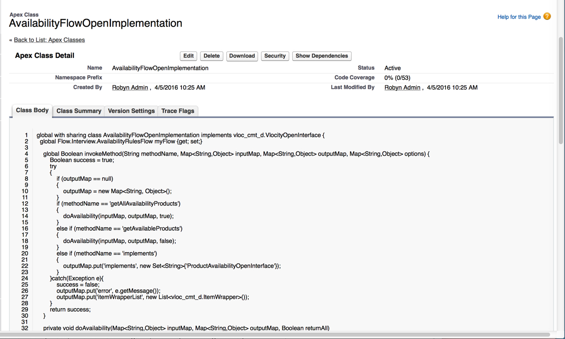Unmanaged Apex Class example