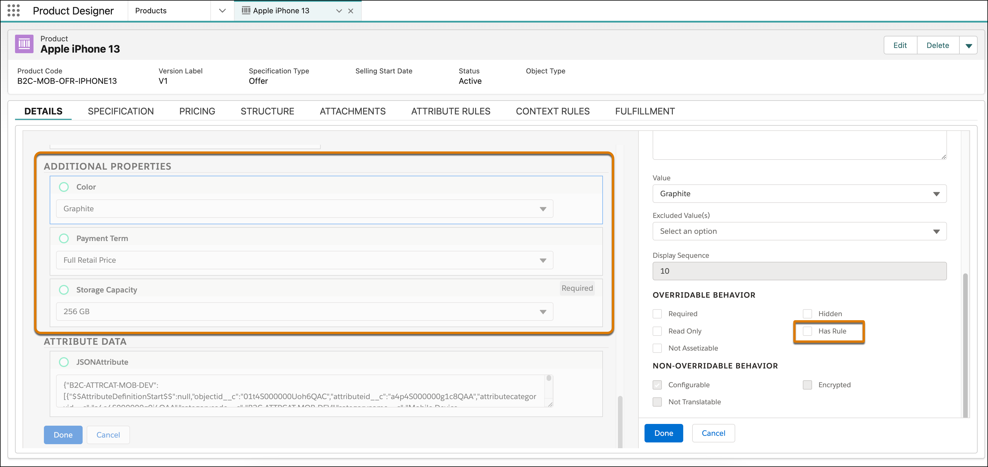 Enable Has Rule from Product Details tab