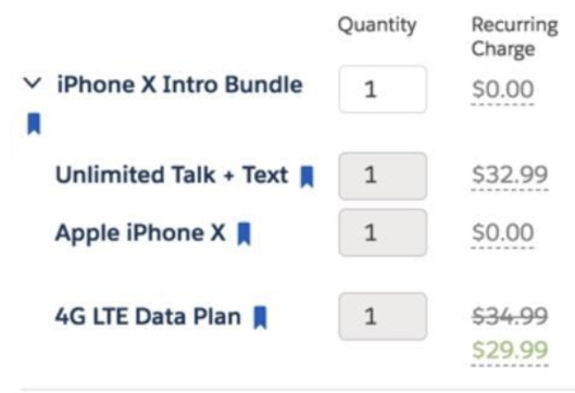 cart displays the beginning price with a line through it and the changed price appears below it