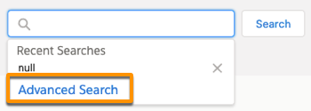 The Advanced Search link in the search text field