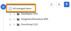 Select All Changes Items