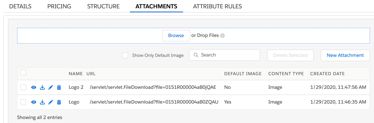 the Attachments tab