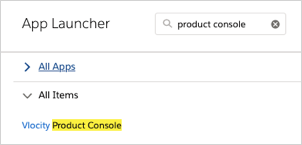 Product Console listed as an item in the App Launcher
