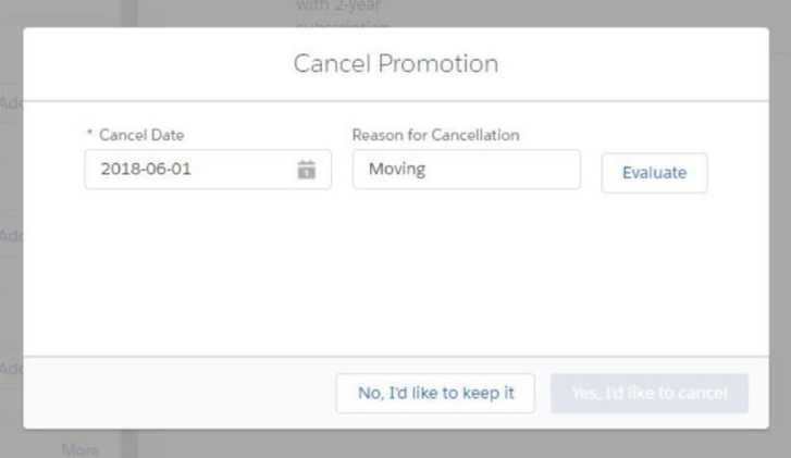 Cancel promotion dialog box