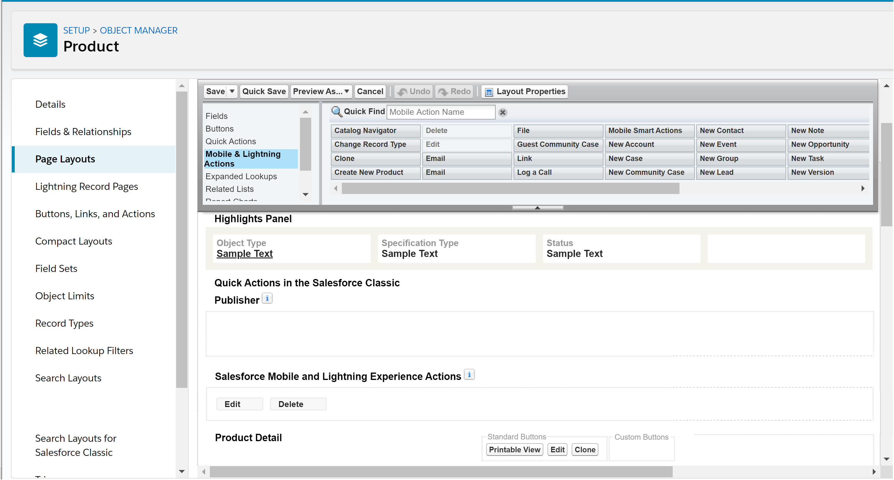 Product Console Layout