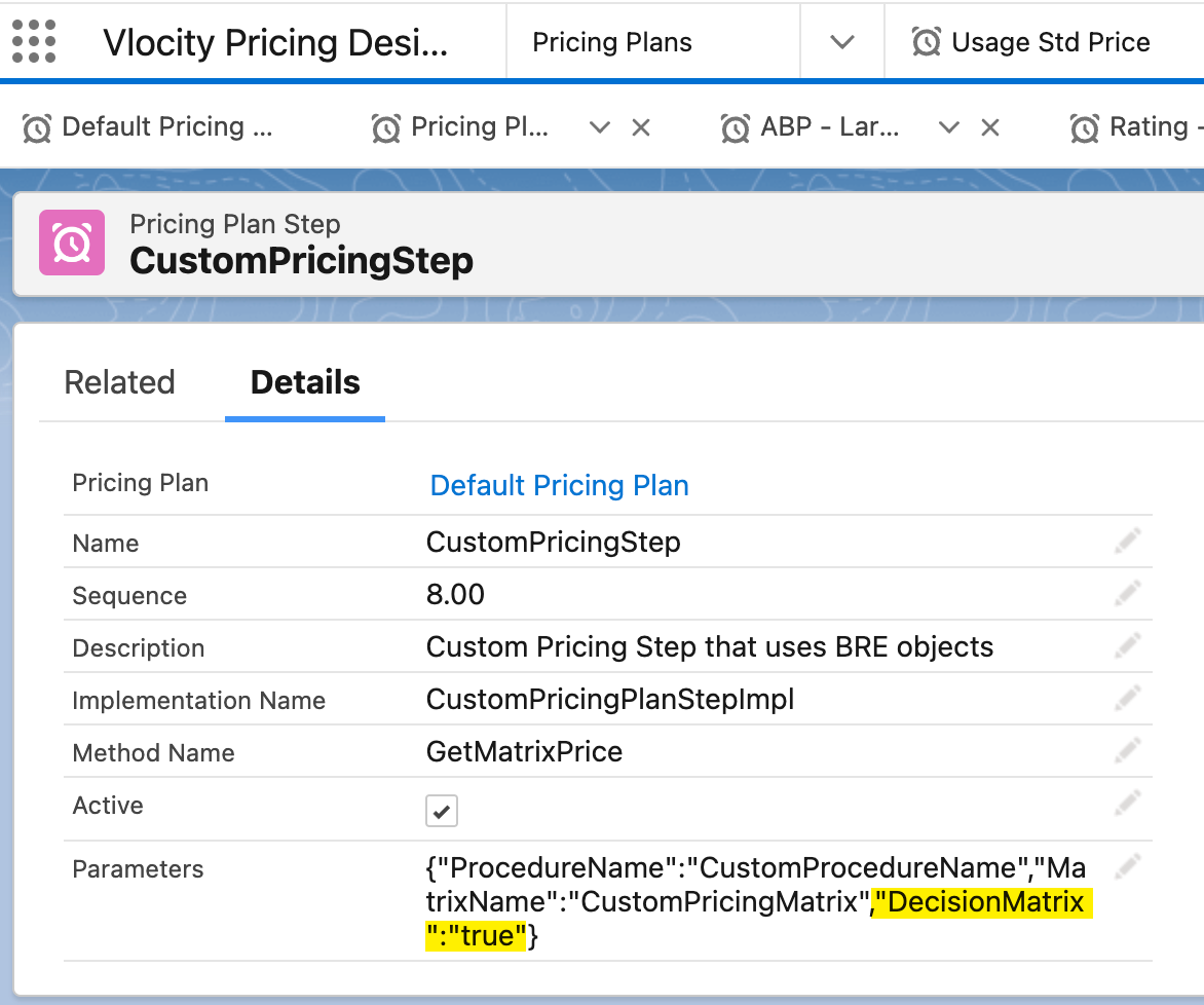 Decision Matrix parameter is set to true