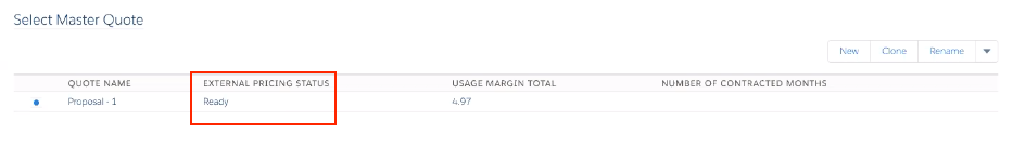 The External Pricing Status field has changed to Ready.