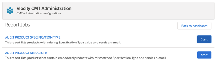 Start buttons for the audit jobs