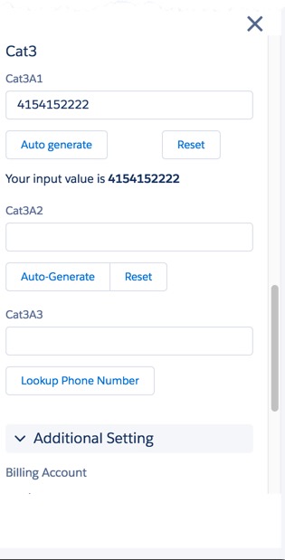 Custom actions for Cat3A1, Cat3A2, and Cat3A3 fields.