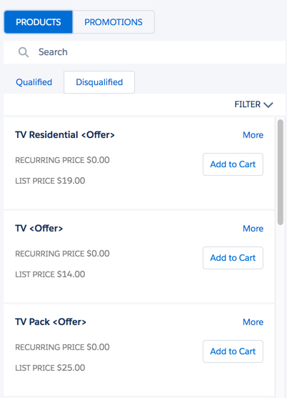 The Products tab with three Disqualified products listed.