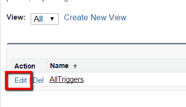 The Edit link for AllTriggers.