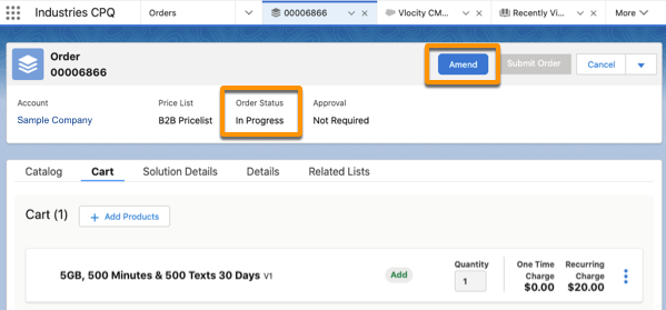 Order status