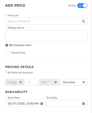 Add Price Panel