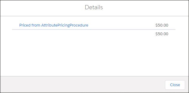 Pricing Details Dialog Box