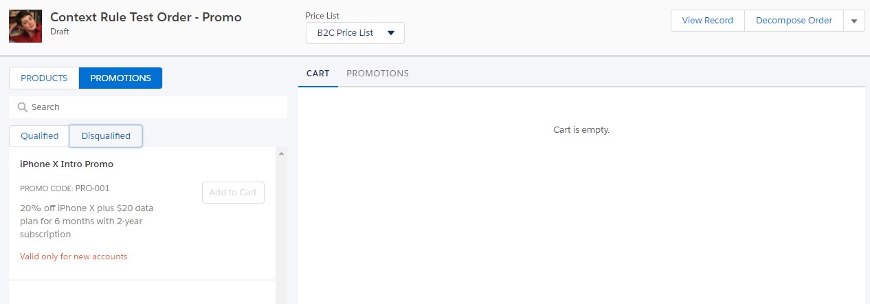 A promotion on the Disqualified tab displays a Failure Message.