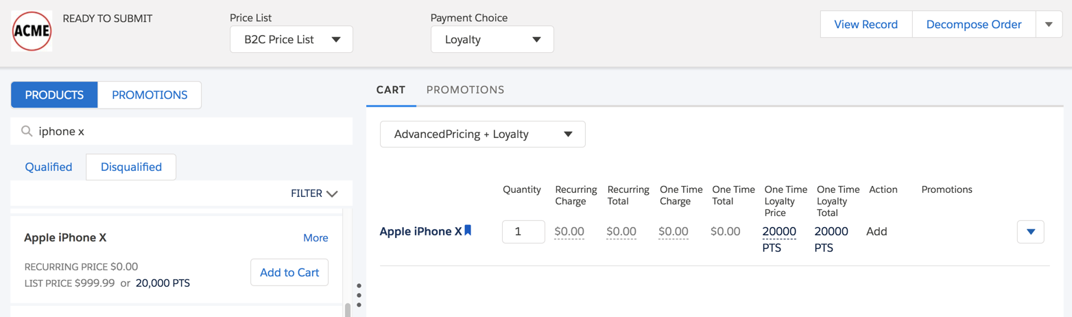 Loyalty credits enable customers to use points or other customer loyalty awards to purchase products