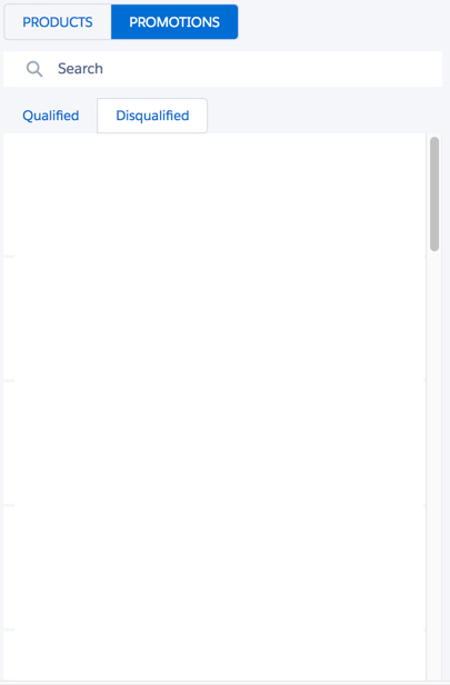 The Promotions tab and Disqualified subtab, with no products listed.