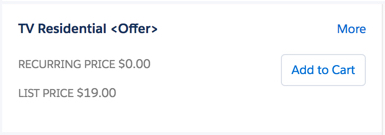 An item in the Products list, with Recurring Price, List Price, and an Add to Cart button.