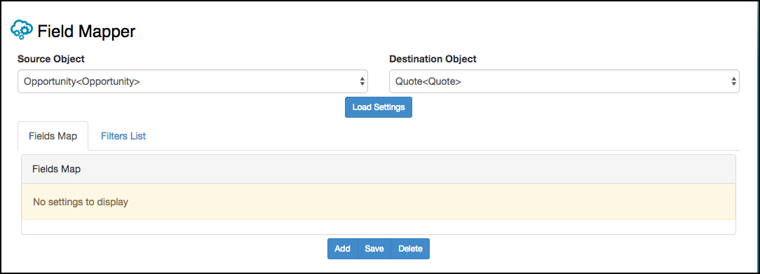 The Source Object is set to Opportunity<Opportunity> and the Destination Object is set to Quote<Quote>.