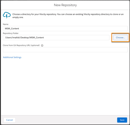 The New Repository window