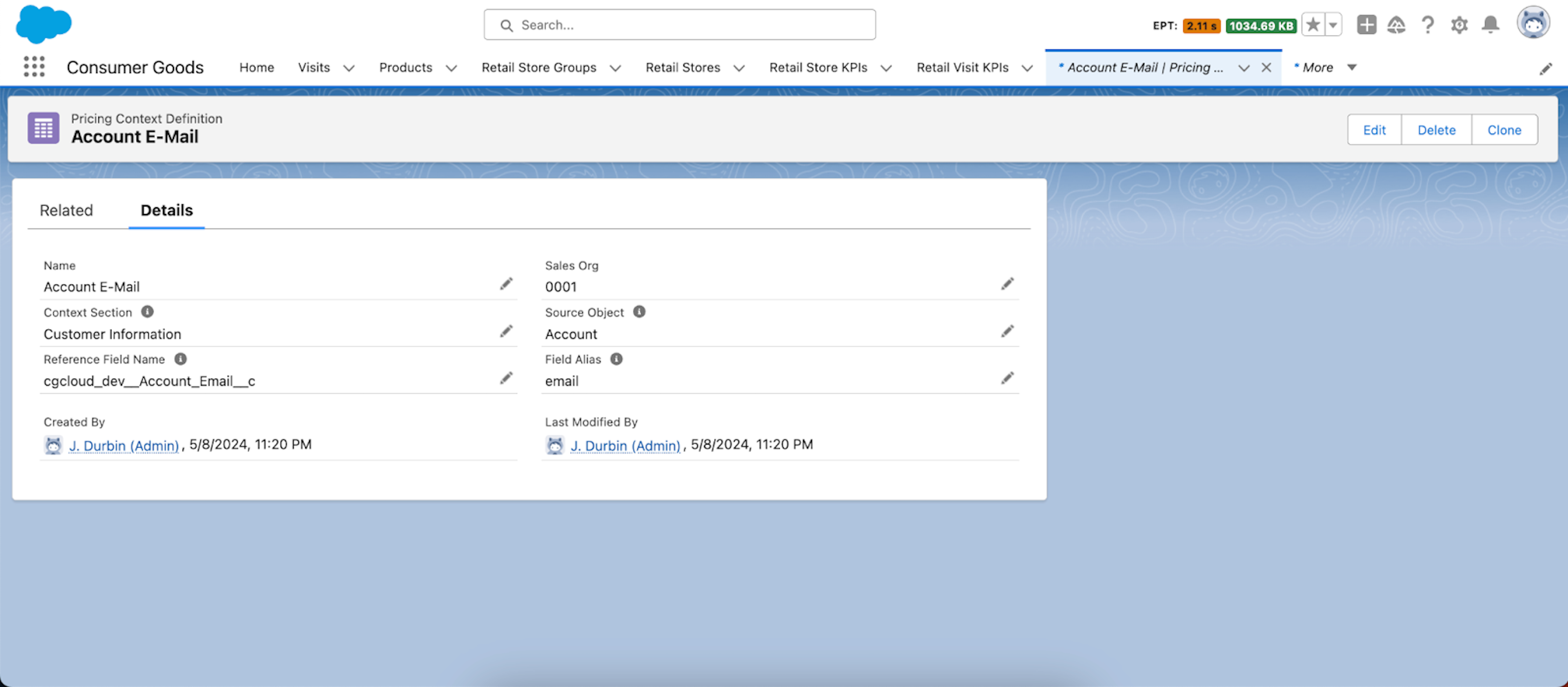 A pricing context definition creation for a custom attribute