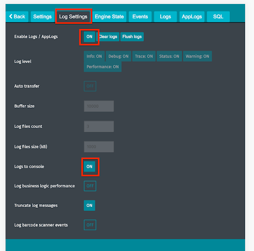 Log Settings