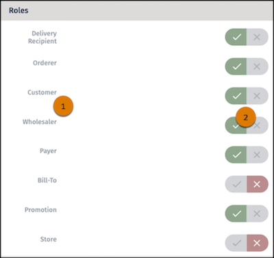 Checkbox component that shows selections for various role fields
