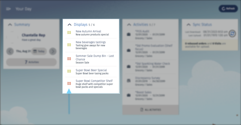 Use of icon provides a visual indication of competitior display records.