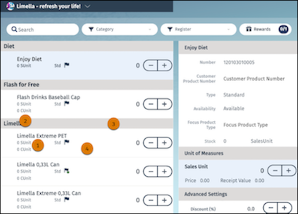 ListBar component that shows a product list on the Orders page