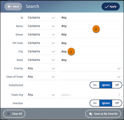 Lookup component on the Search page