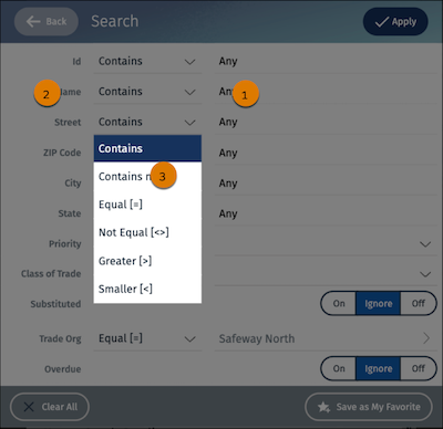 SelectionBox component on the Search page