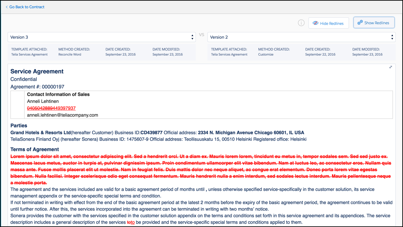 Document version screenshot with redlines