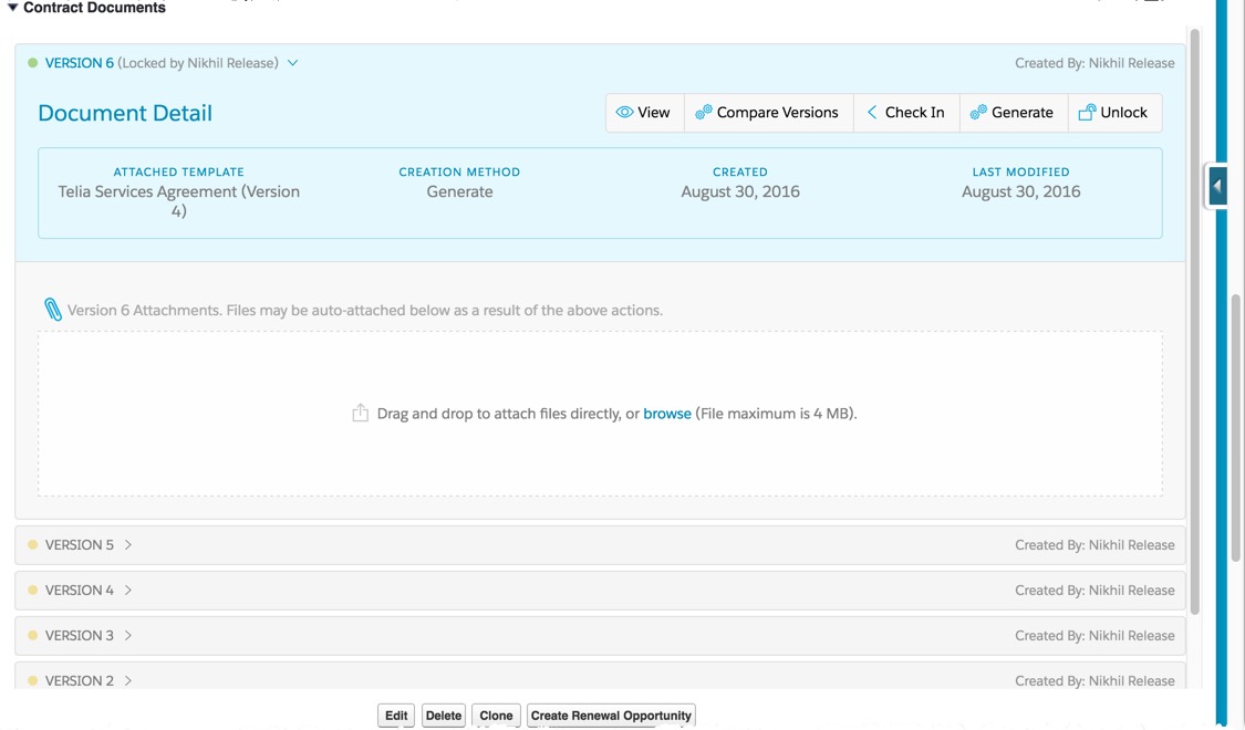 The Contract Documents visualforce page.