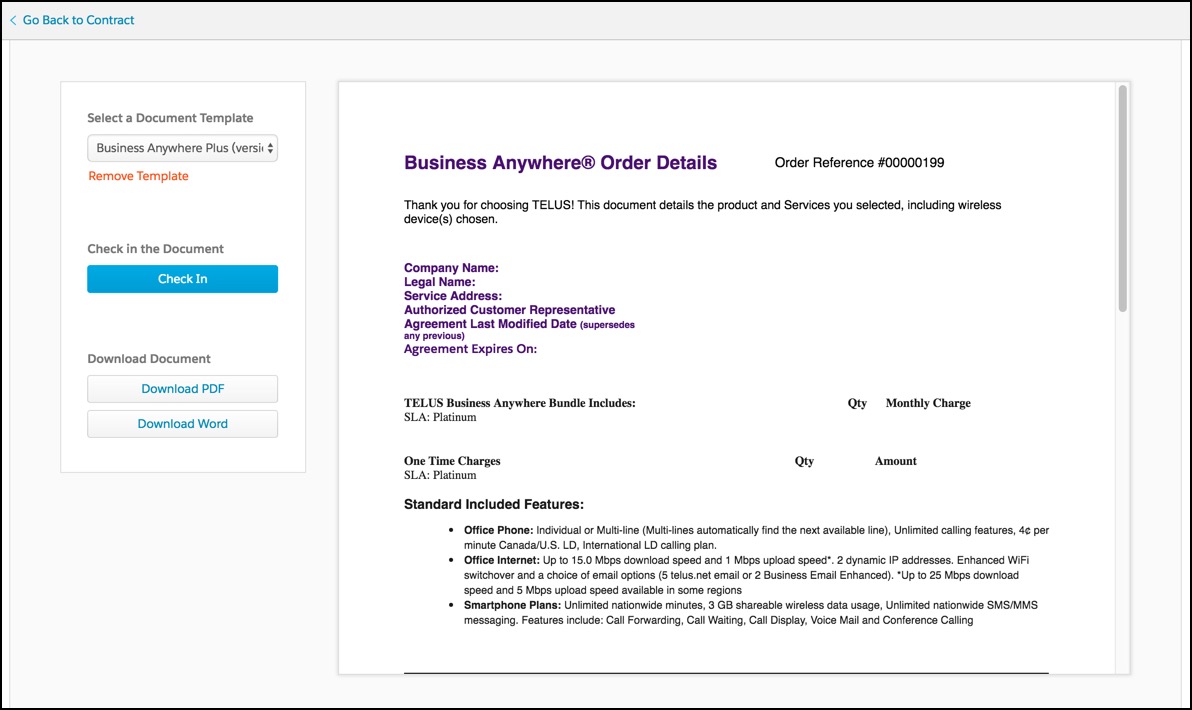 Document template screenshot