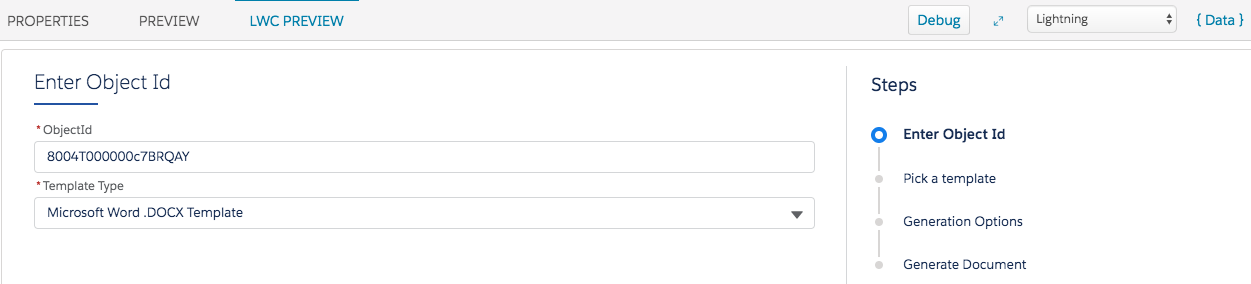 Illustrates the Enter Object Id Omniscript step.