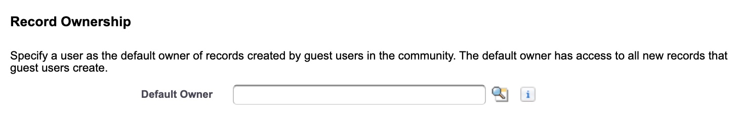The Record Ownership section with the Default Owner field.