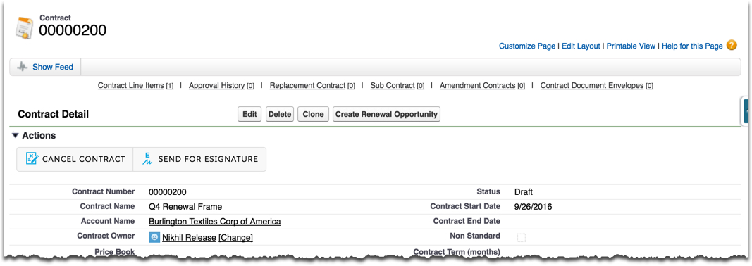 Submit a contract for eSignature screenshot