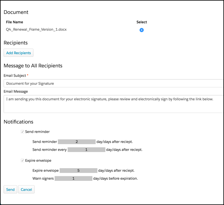 Signature message page screenshot